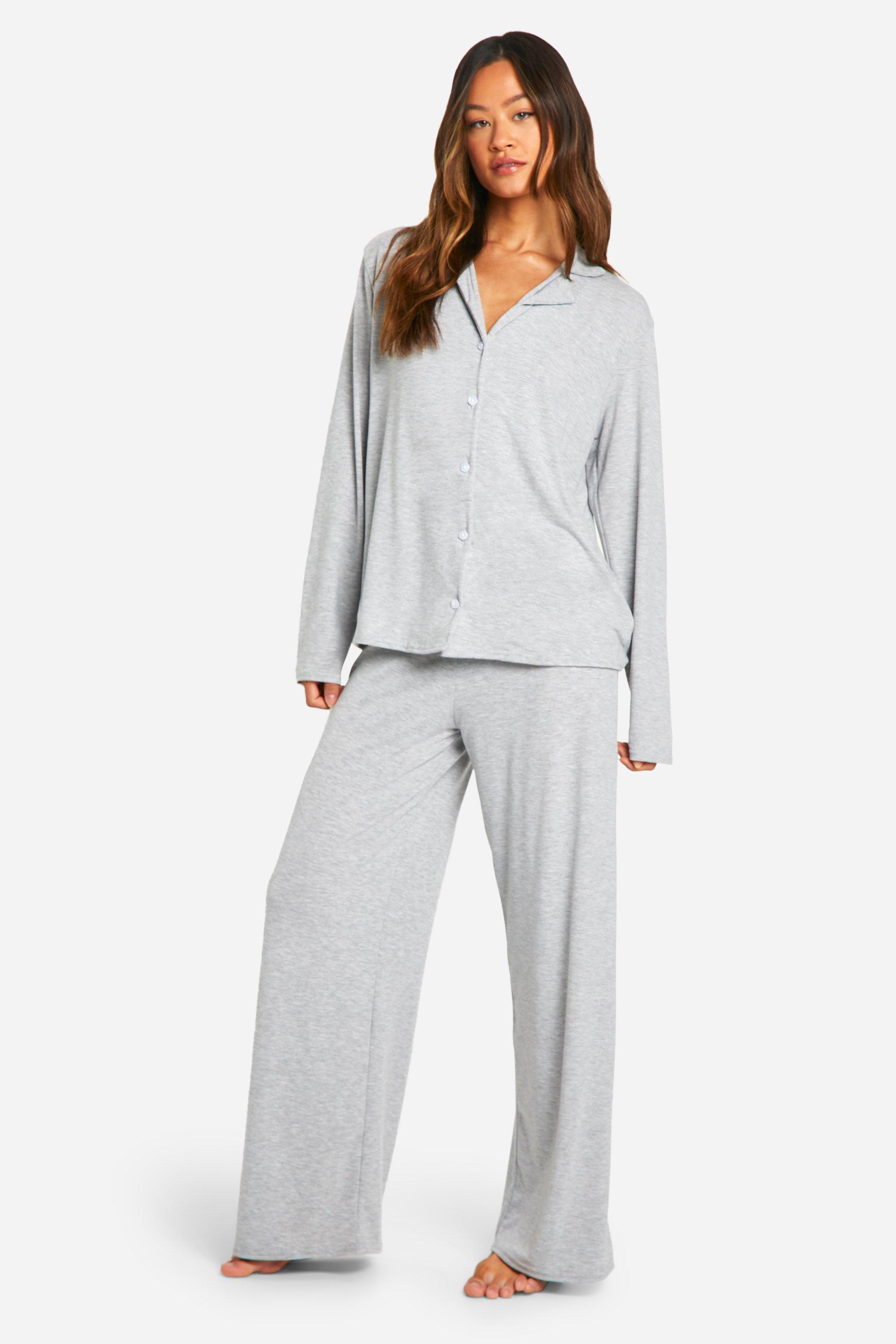 Womens Tall Long Sleeve Pyjama Set - Grey - 18, Grey